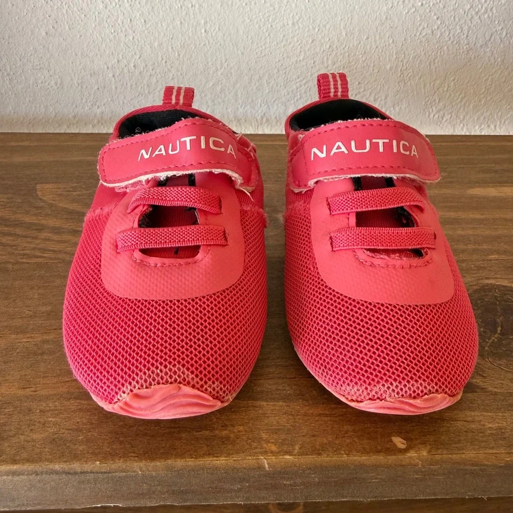 Nautica Toddler Sneakers Size 4 Pink Mesh Hook & Loop Casual Shoes